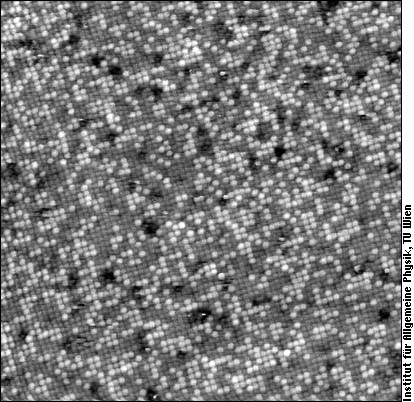 Chemical contrast on a (100) surface of a PtRh alloy