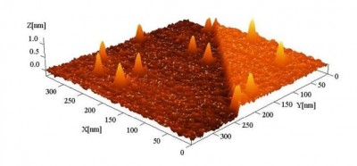 Hillocks on an insulator surface induced by slow, highly charged ions in an AFM image