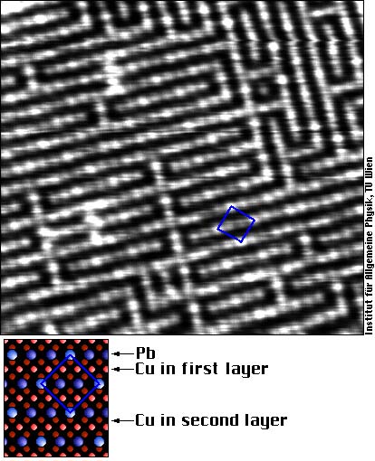 The maze-like surface alloy of Pb on Cu(100)